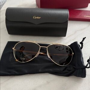 Cartier Gold Frame Sunglasses with Black Lenses